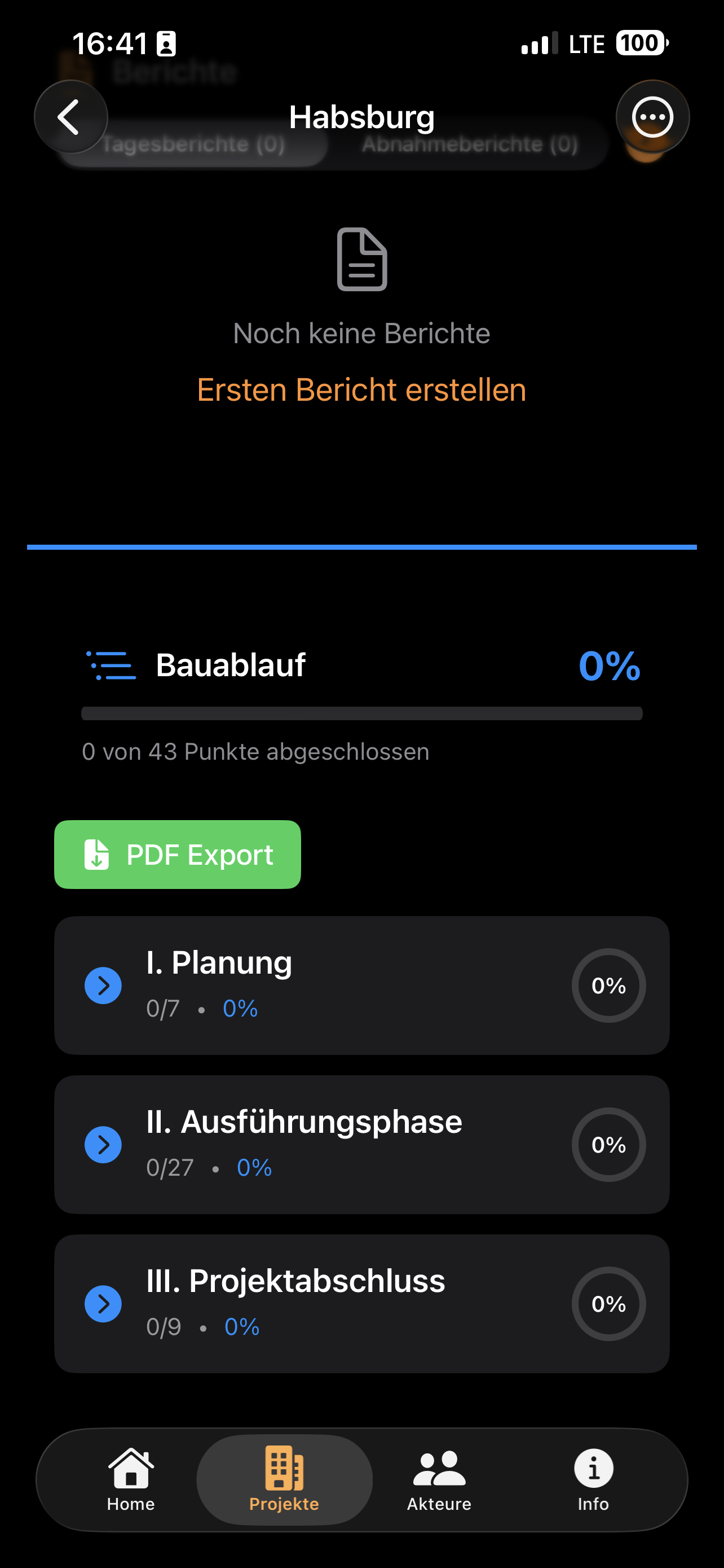 iBauDoku Bauablauf mit Phasen